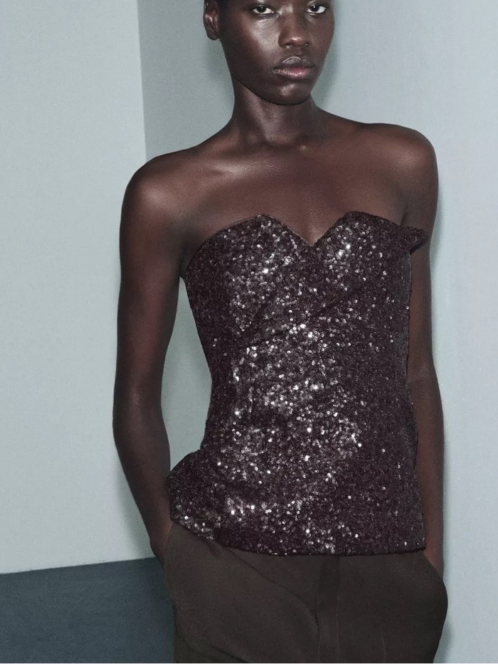 Zara Sequin Bustier Top Limited Edition ZW Collection Size S - Picture 5 of 9